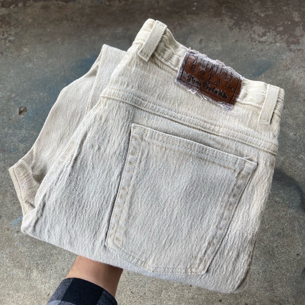 American Royal Off White High Rise Straight Leg Denim